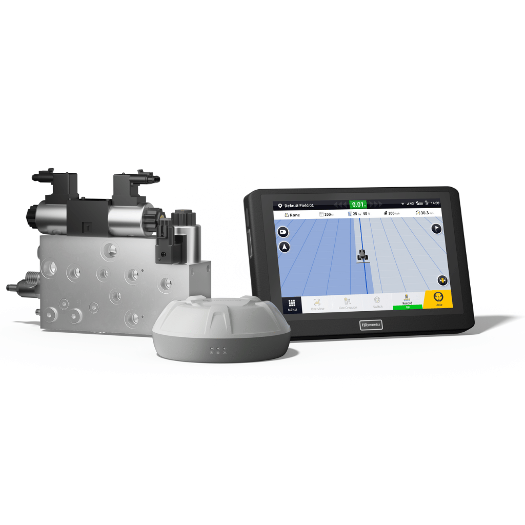 Das FJD AH2 – ein hydraulisches RTK-Lenksystem mit Hydraulikventil, hoher Fahrzeugkompatibilität und nahtloser Integration ohne Lenkradtausch.